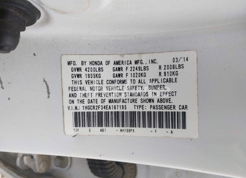 Photo 9 of 2014 Honda Accord LX (VIN 1HGCR2F34EA187195)