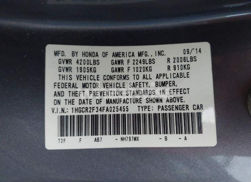 Photo 9 of 2015 Honda Accord LX (VIN 1HGCR2F34FA025455)