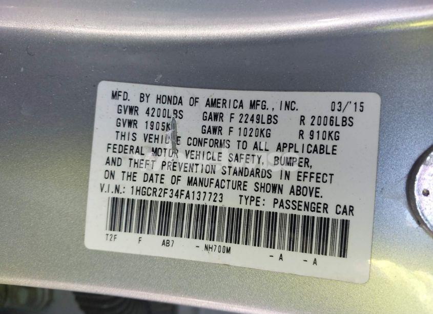 Photo 9 of 2015 Honda Accord LX (VIN 1HGCR2F34FA137723)