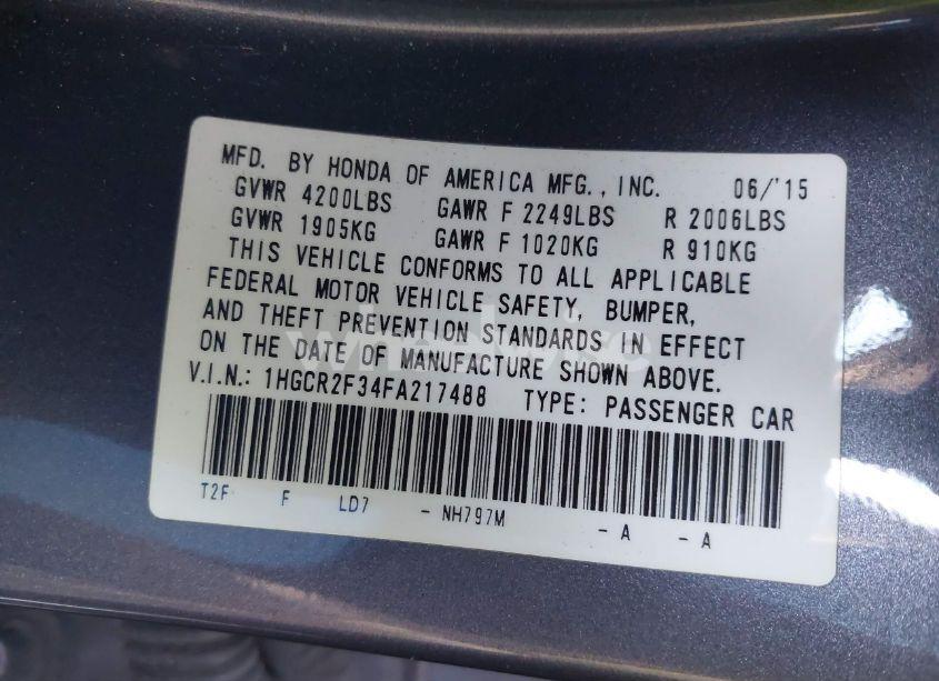 Photo 9 of 2015 Honda Accord LX (VIN 1HGCR2F34FA217488)