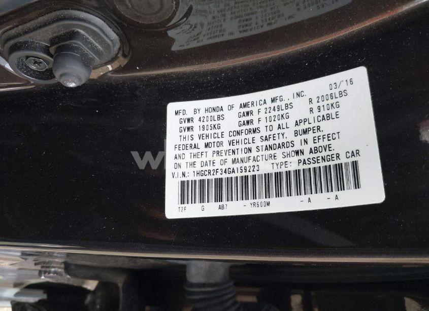 Photo 9 of 2016 Honda Accord LX (VIN 1HGCR2F34GA159223)