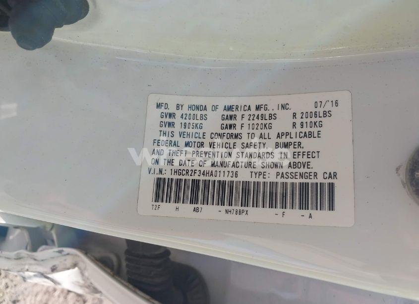 Photo 9 of 2017 Honda Accord LX (VIN 1HGCR2F34HA011736)