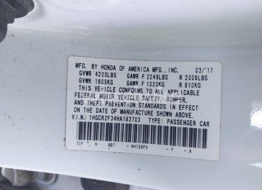 Photo 9 of 2017 Honda Accord LX (VIN 1HGCR2F34HA183703)