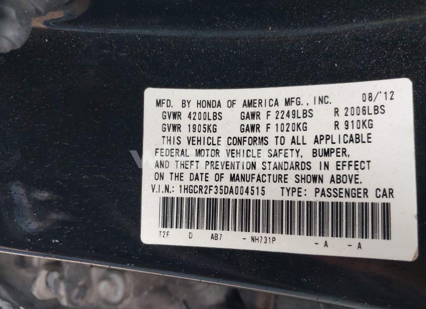 Photo 9 of 2013 Honda Accord LX (VIN 1HGCR2F35DA004515)