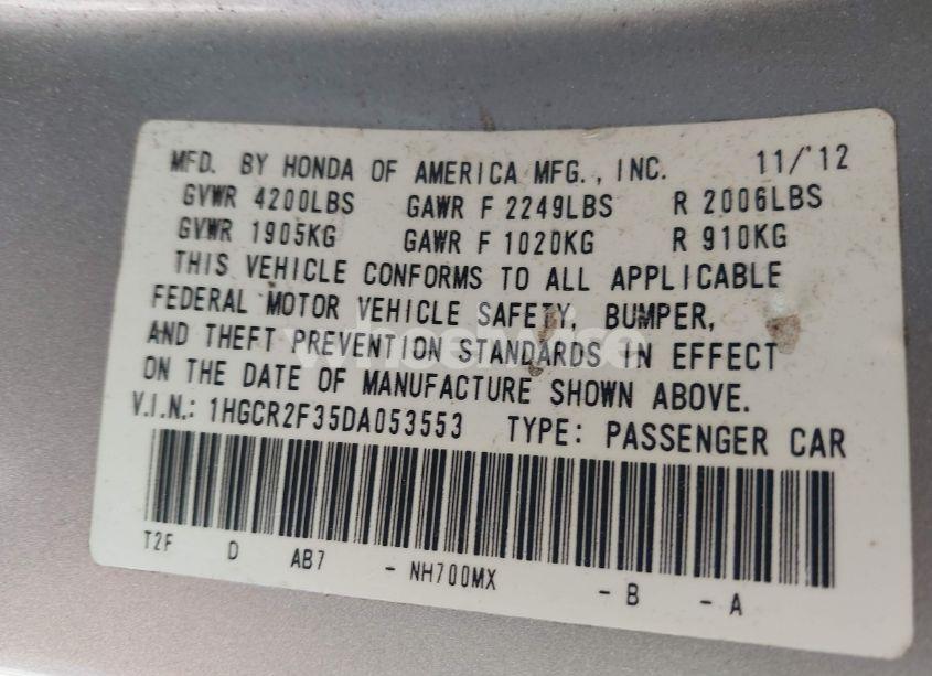 Photo 9 of 2013 Honda Accord LX (VIN 1HGCR2F35DA053553)