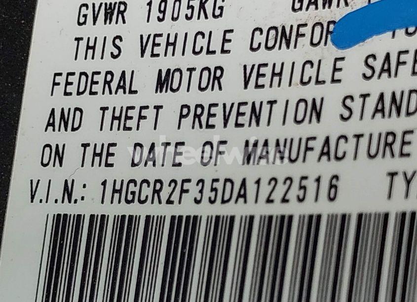 Photo 9 of 2013 Honda Accord LX (VIN 1HGCR2F35DA122516)