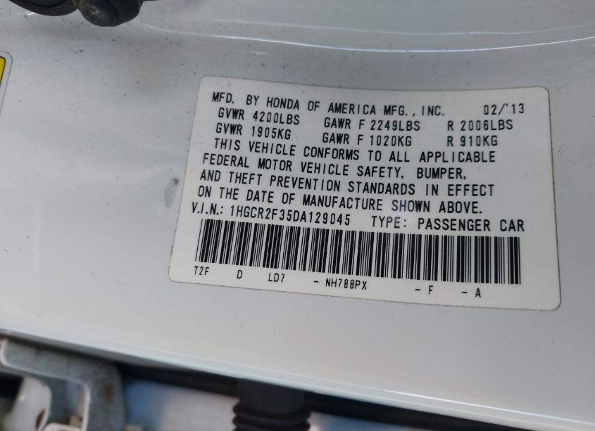 Photo 9 of 2013 Honda Accord LX (VIN 1HGCR2F35DA129045)