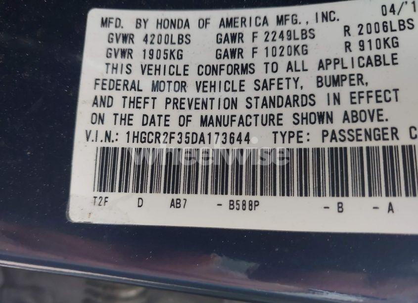 Photo 9 of 2013 Honda Accord LX (VIN 1HGCR2F35DA173644)