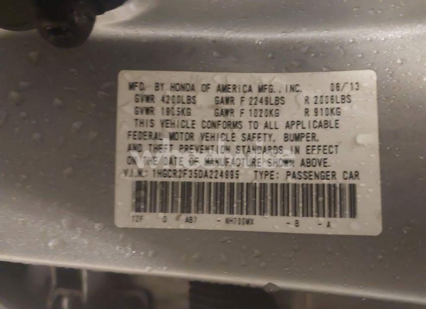 Photo 9 of 2013 Honda Accord LX (VIN 1HGCR2F35DA224995)