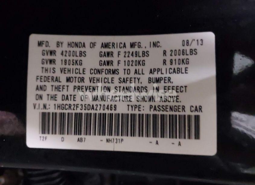 Photo 9 of 2013 Honda Accord LX (VIN 1HGCR2F35DA270469)