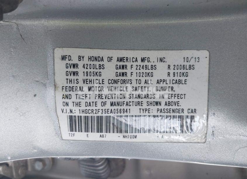 Photo 9 of 2014 Honda Accord LX (VIN 1HGCR2F35EA056941)
