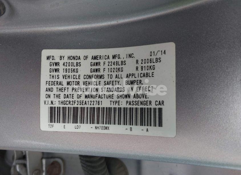 Photo 9 of 2014 Honda Accord LX (VIN 1HGCR2F35EA122761)