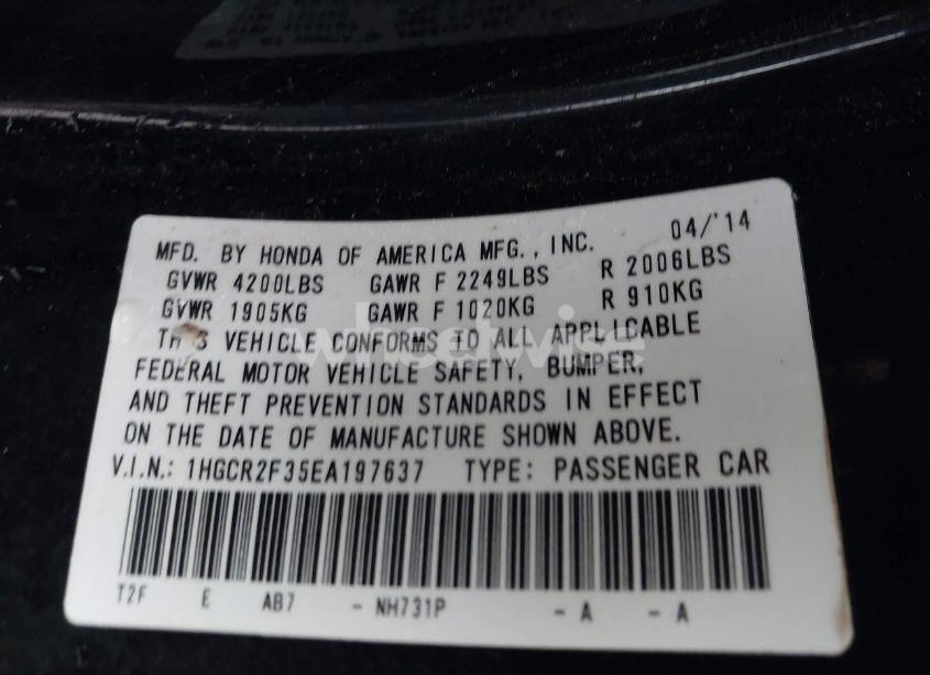 Photo 9 of 2014 Honda Accord LX (VIN 1HGCR2F35EA197637)