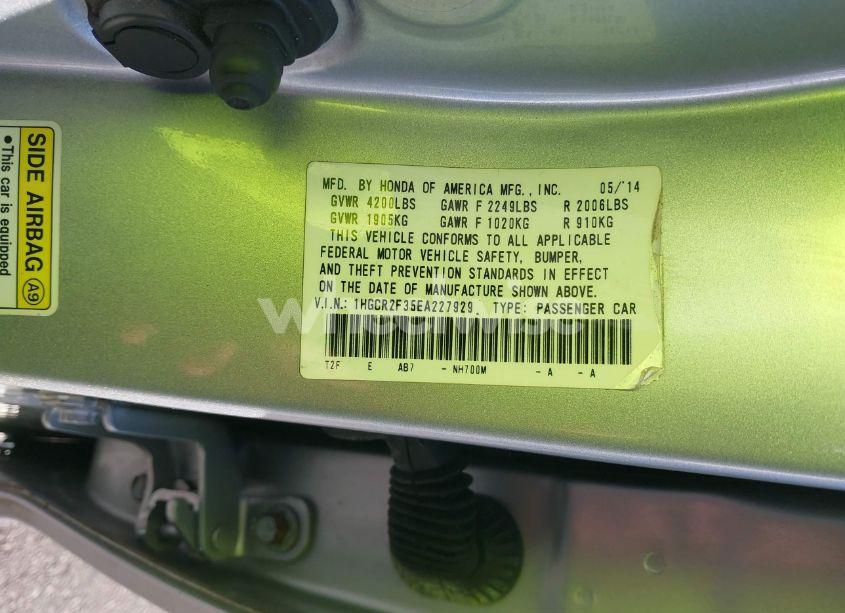 Photo 9 of 2014 Honda Accord LX (VIN 1HGCR2F35EA227929)