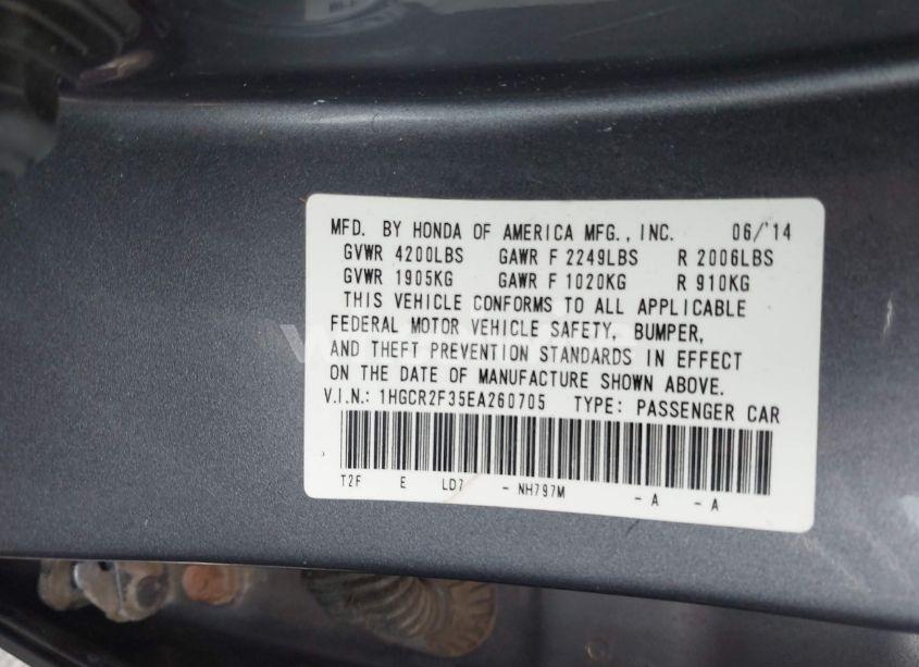 Photo 9 of 2014 Honda Accord LX (VIN 1HGCR2F35EA260705)