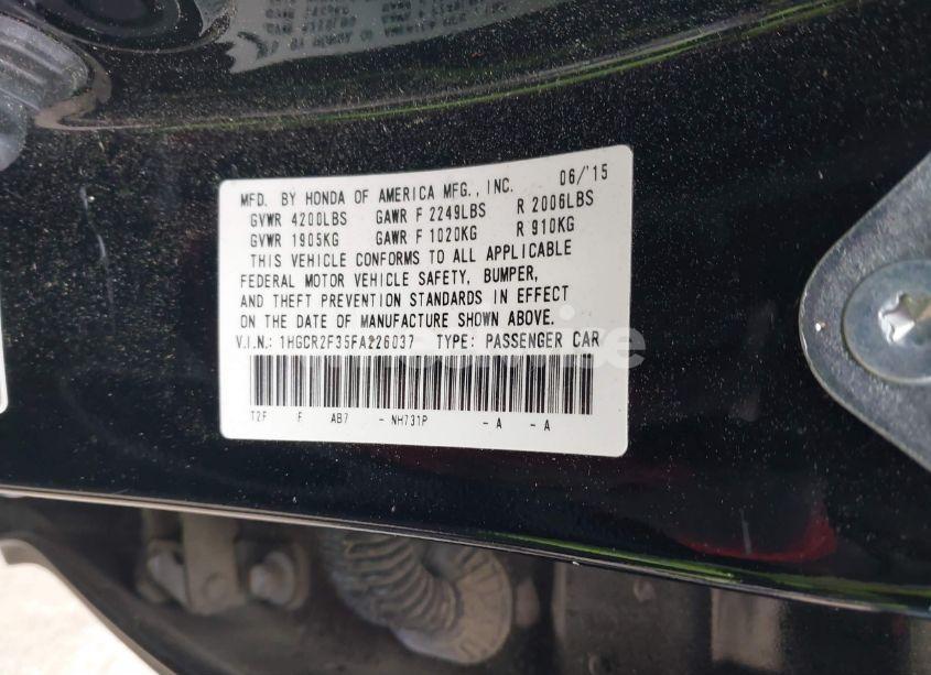 Photo 9 of 2015 Honda Accord LX (VIN 1HGCR2F35FA226037)