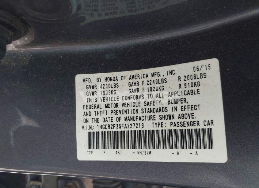 Photo 9 of 2015 Honda Accord LX (VIN 1HGCR2F35FA227219)