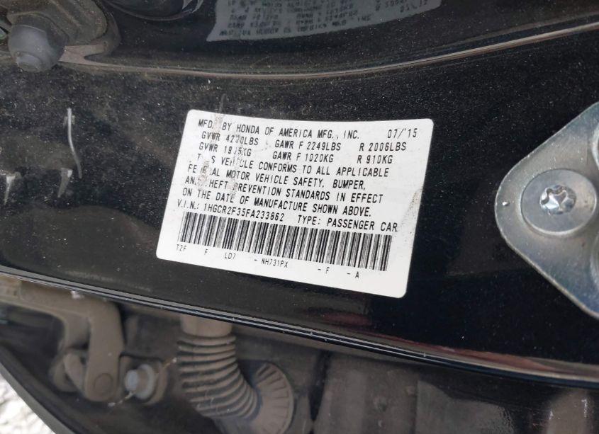 Photo 9 of 2015 Honda Accord LX (VIN 1HGCR2F35FA233862)