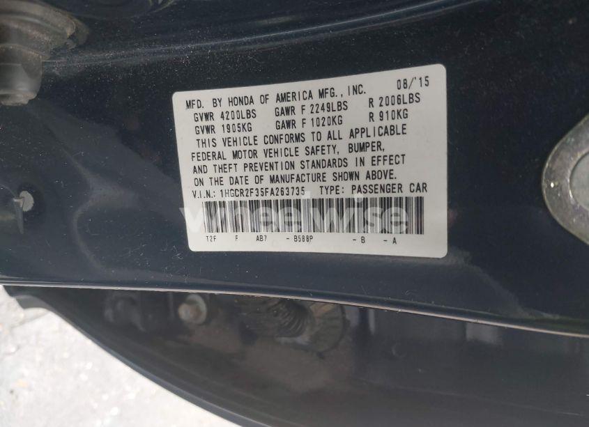 Photo 9 of 2015 Honda Accord LX (VIN 1HGCR2F35FA263735)