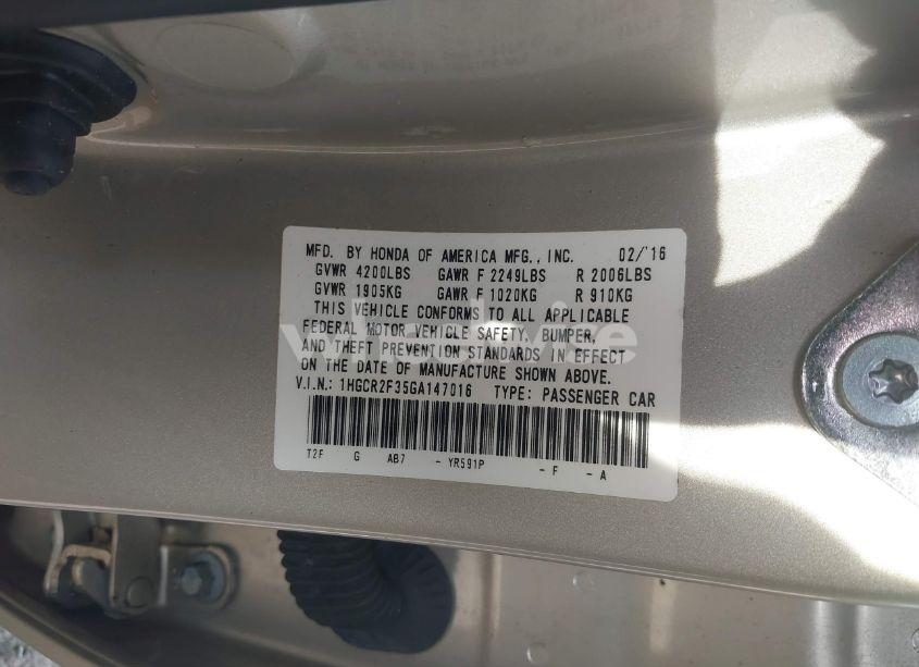 Photo 9 of 2016 Honda Accord LX (VIN 1HGCR2F35GA147016)