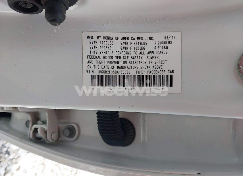 Photo 9 of 2016 Honda Accord LX (VIN 1HGCR2F35GA160560)
