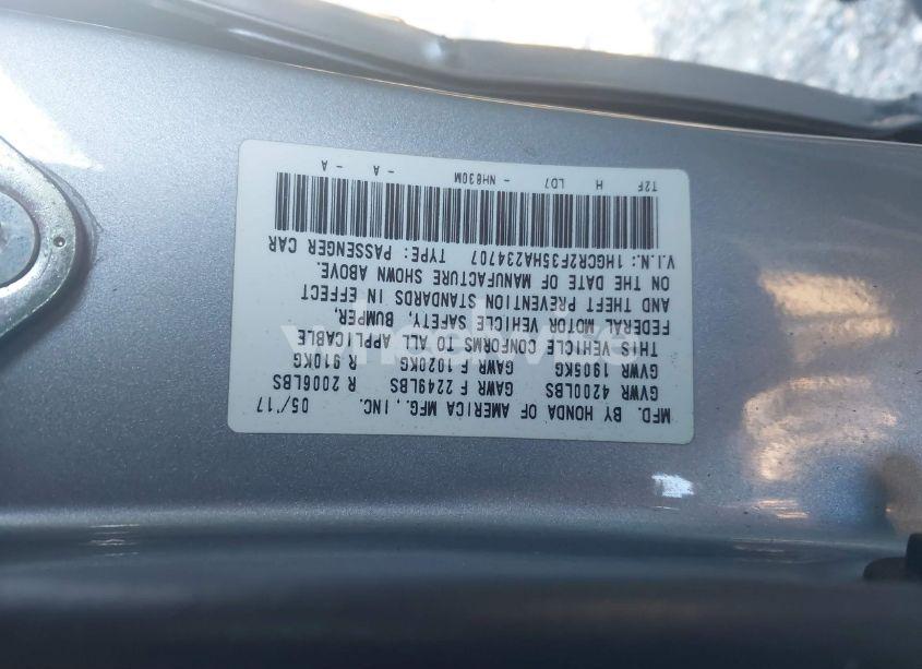 Photo 9 of 2017 Honda Accord LX (VIN 1HGCR2F35HA234707)