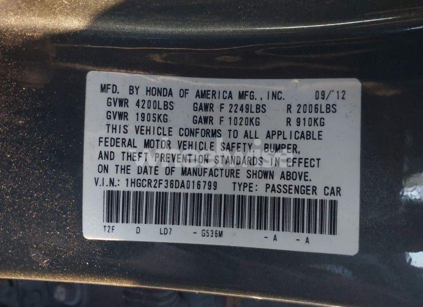 Photo 9 of 2013 Honda Accord LX (VIN 1HGCR2F36DA016799)