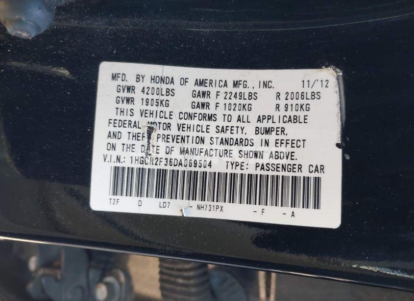 Photo 9 of 2013 Honda Accord LX (VIN 1HGCR2F36DA069504)