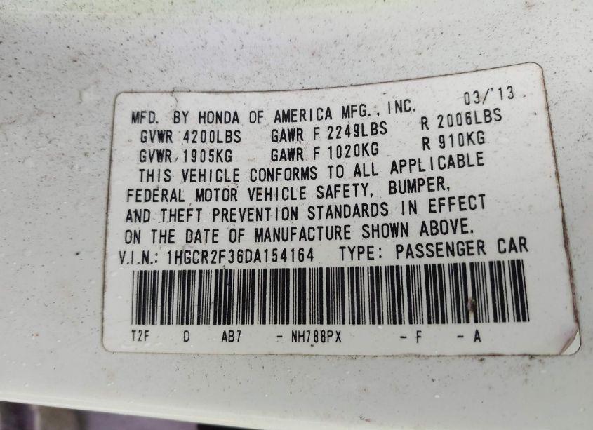 Photo 9 of 2013 Honda Accord LX (VIN 1HGCR2F36DA154164)