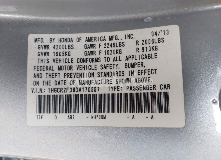 Photo 9 of 2013 Honda Accord LX (VIN 1HGCR2F36DA170557)