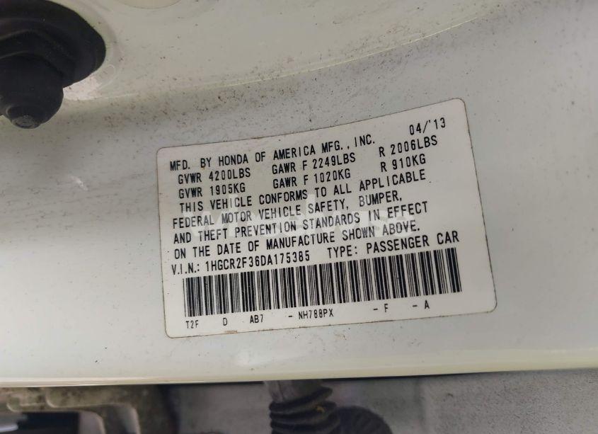 Photo 9 of 2013 Honda Accord LX (VIN 1HGCR2F36DA175385)