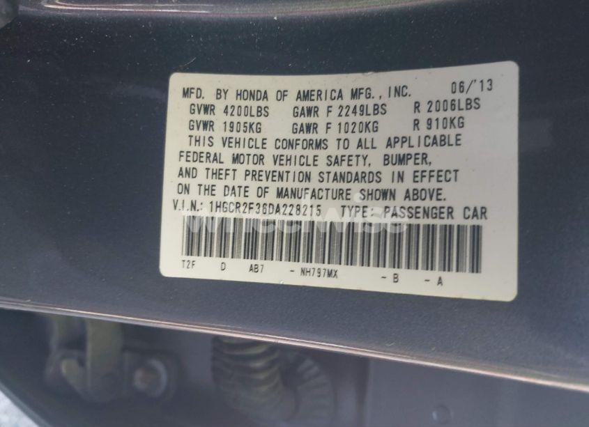 Photo 9 of 2013 Honda Accord LX (VIN 1HGCR2F36DA228215)