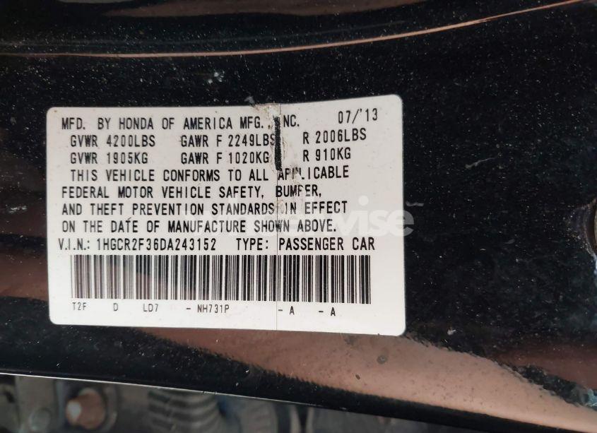 Photo 9 of 2013 Honda Accord LX (VIN 1HGCR2F36DA243152)