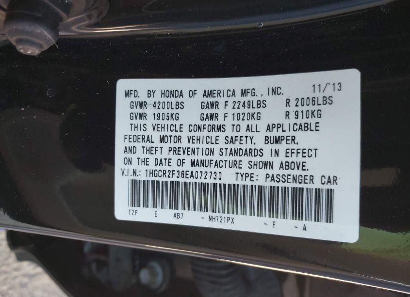 Photo 9 of 2014 Honda Accord LX (VIN 1HGCR2F36EA072730)