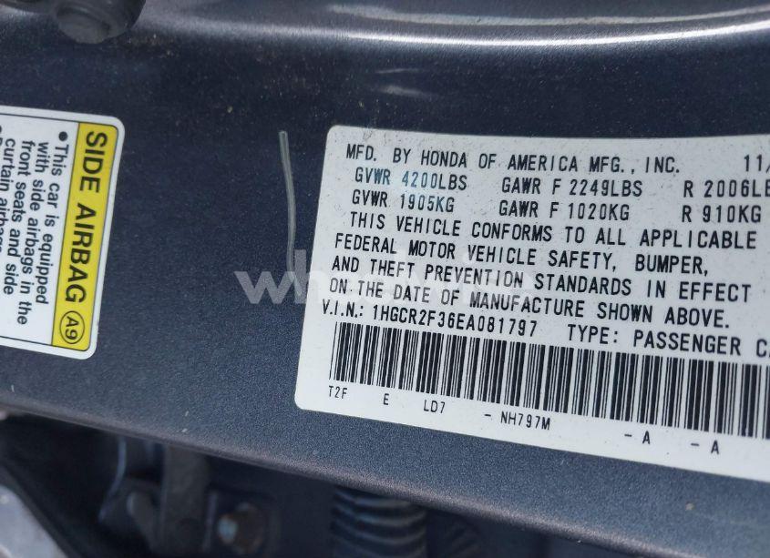 Photo 9 of 2014 Honda Accord LX (VIN 1HGCR2F36EA081797)