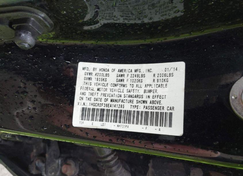 Photo 9 of 2014 Honda Accord LX (VIN 1HGCR2F36EA141285)