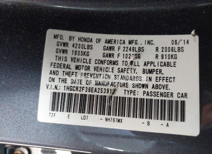 Photo 9 of 2014 Honda Accord LX (VIN 1HGCR2F36EA253911)