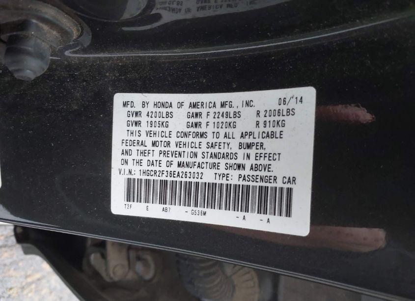 Photo 9 of 2014 Honda Accord LX (VIN 1HGCR2F36EA263032)