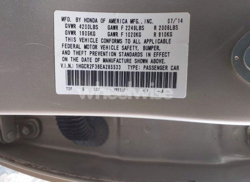 Photo 9 of 2014 Honda Accord LX (VIN 1HGCR2F36EA285533)