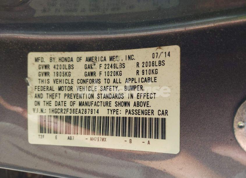 Photo 9 of 2014 Honda Accord LX (VIN 1HGCR2F36EA287914)