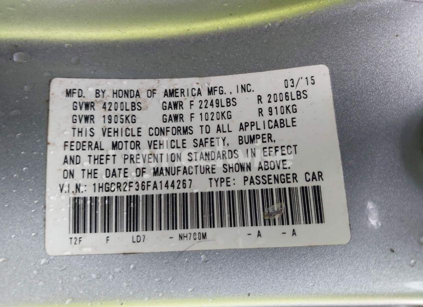 Photo 9 of 2015 Honda Accord LX (VIN 1HGCR2F36FA144267)