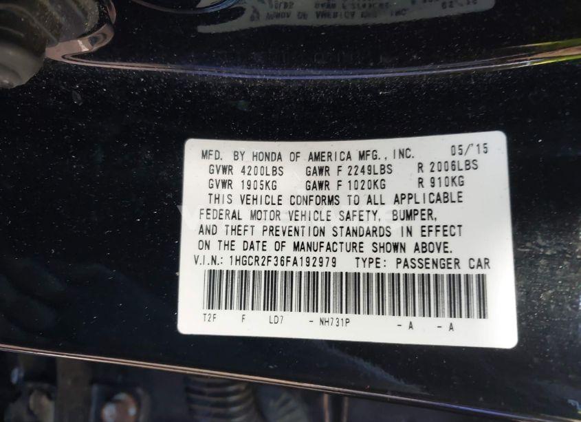 Photo 9 of 2015 Honda Accord LX (VIN 1HGCR2F36FA192979)