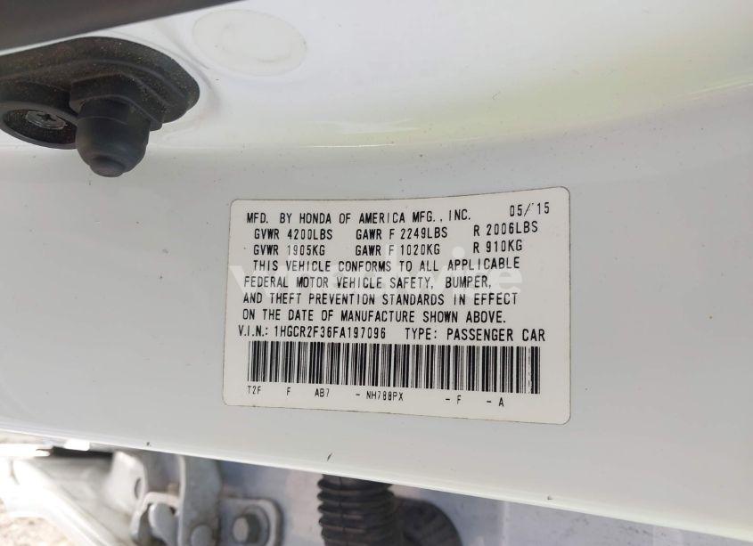 Photo 9 of 2015 Honda Accord LX (VIN 1HGCR2F36FA197096)