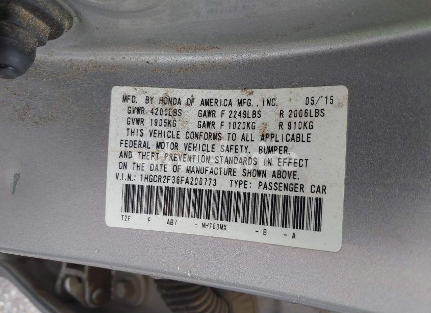 Photo 9 of 2015 Honda Accord LX (VIN 1HGCR2F36FA200773)