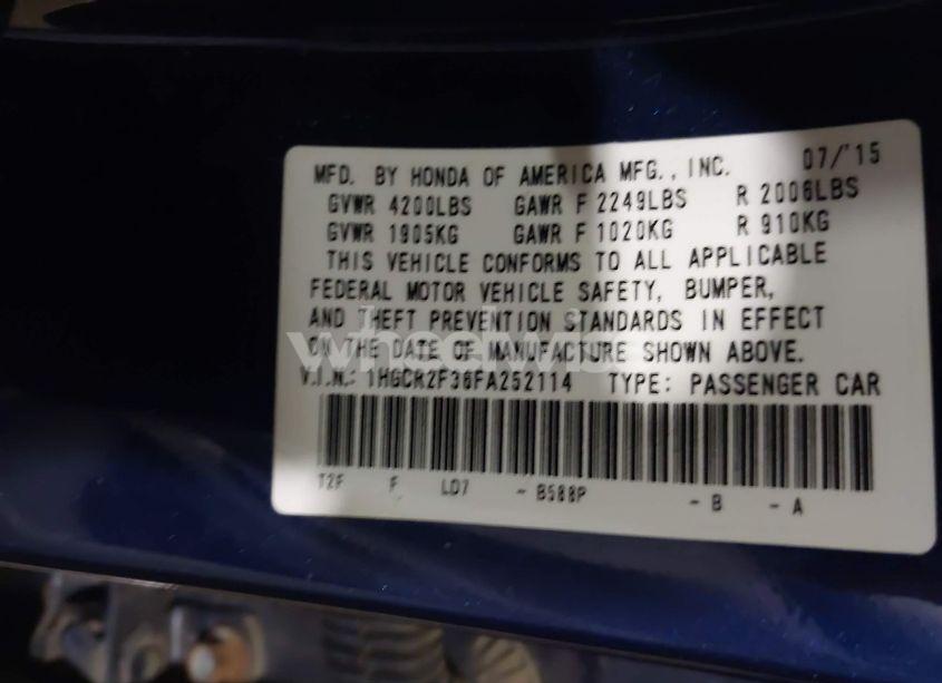 Photo 9 of 2015 Honda Accord LX (VIN 1HGCR2F36FA252114)