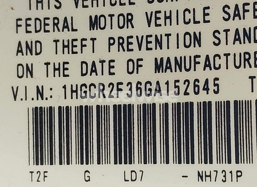 Photo 9 of 2016 Honda Accord LX (VIN 1HGCR2F36GA152645)