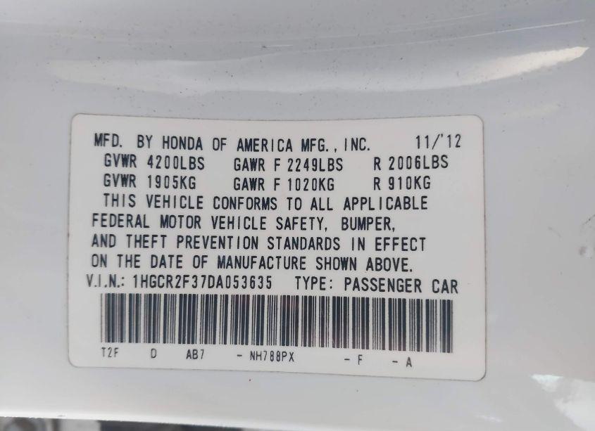 Photo 9 of 2013 Honda Accord LX (VIN 1HGCR2F37DA053635)