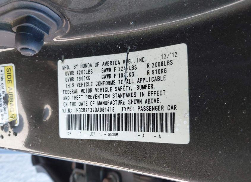 Photo 9 of 2013 Honda Accord LX (VIN 1HGCR2F37DA081418)