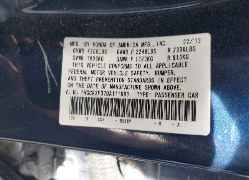 Photo 9 of 2013 Honda Accord LX (VIN 1HGCR2F37DA111680)