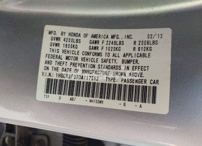 Photo 9 of 2013 Honda Accord LX (VIN 1HGCR2F37DA117513)